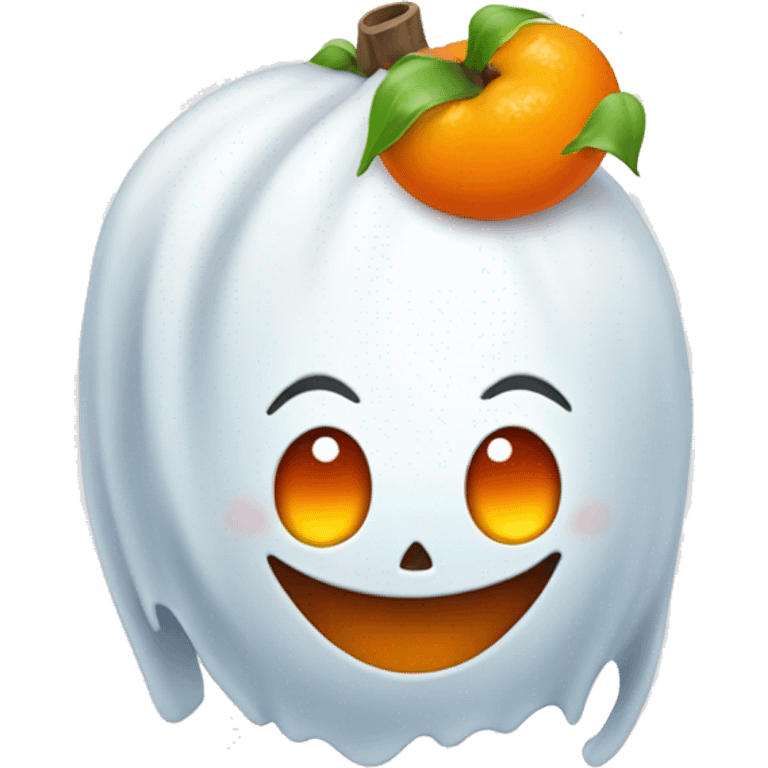 happy ghost with an orange bow on the head emoji