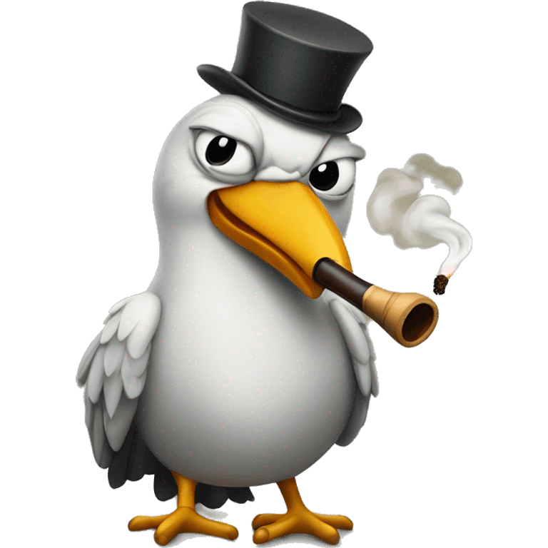 Snarky bird smoking a pipe emoji