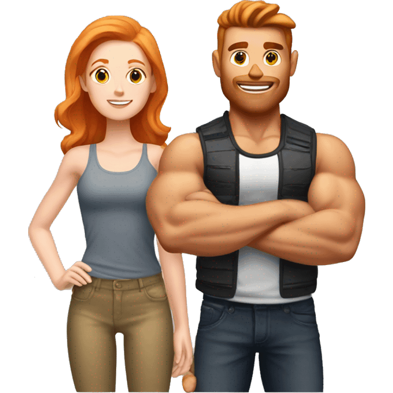 Muscular handsome boyfriend with ginger girlfriend emoji