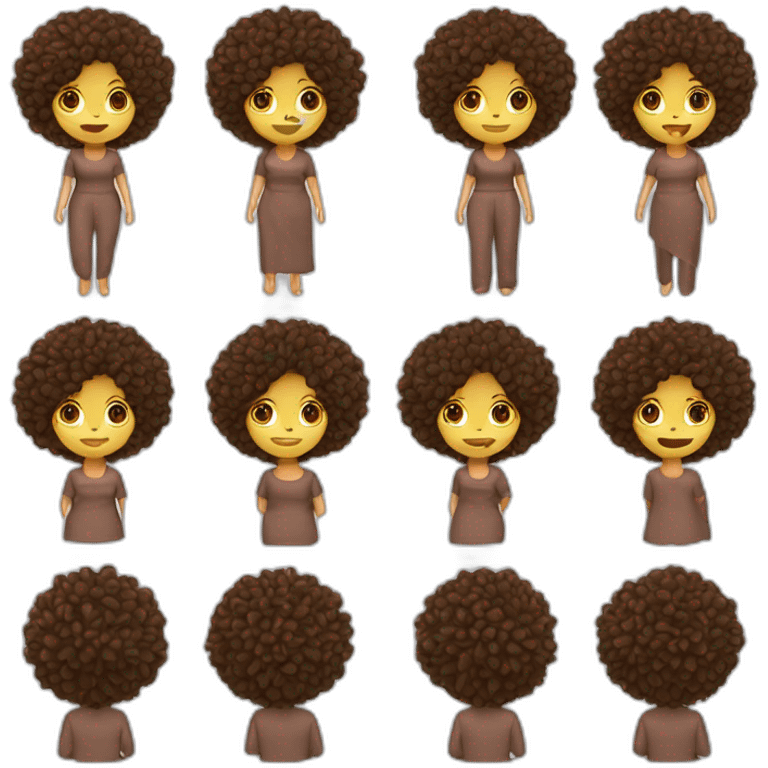 mujer pelo largo marron rizado cuerpo entero con nochila emoji