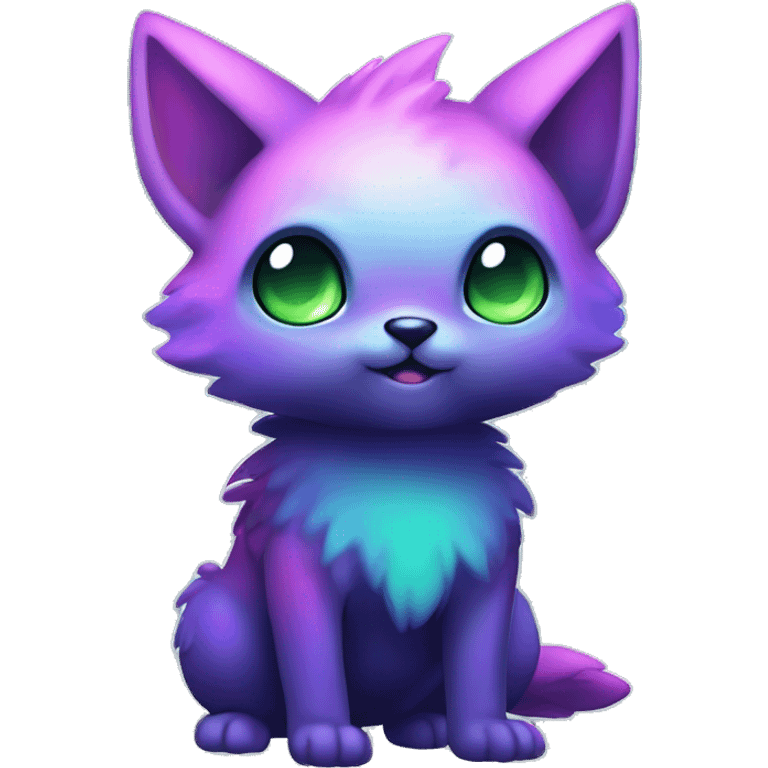 Cute cool black nebula fading green blue purple pink gradient animal hybrid Fakemon full body emoji