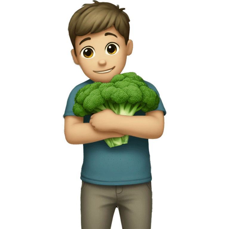 boy hugging Brocolli  emoji