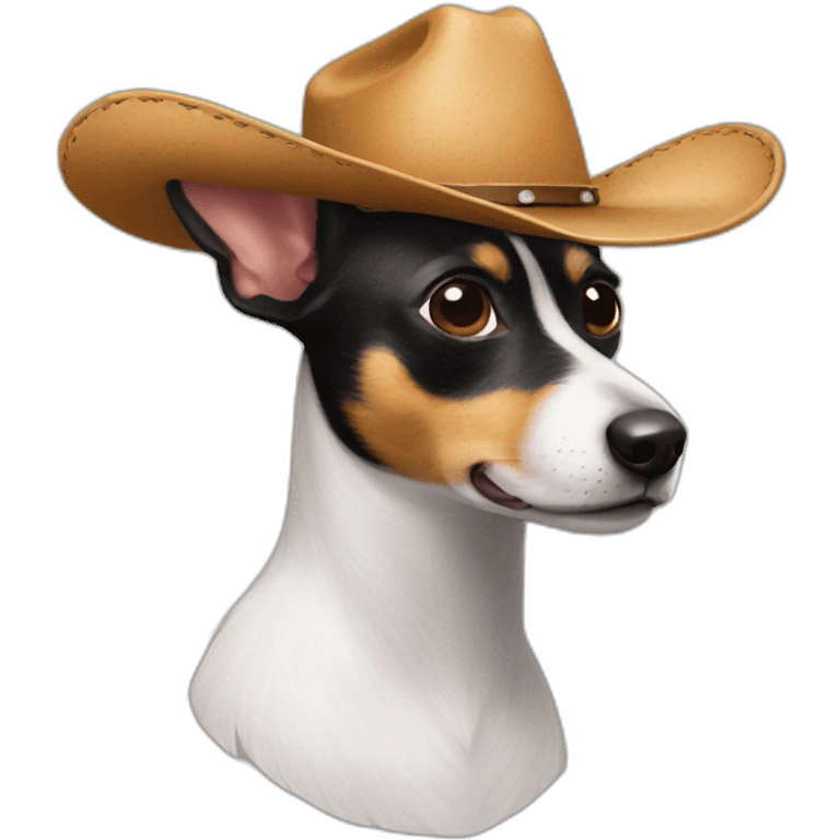 rat terrier with a cowboy hat emoji