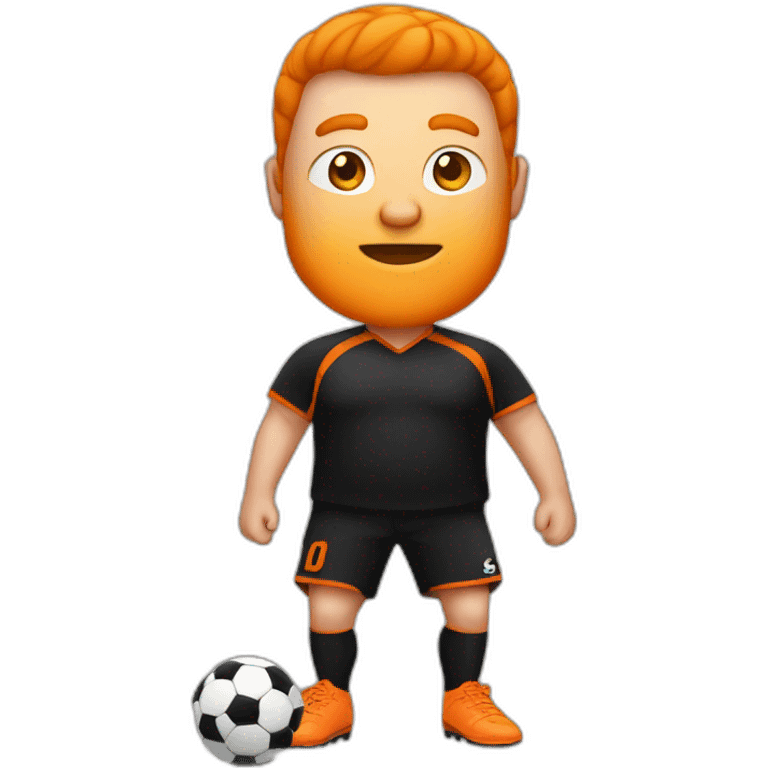 Fat man play soccer orange and black emoji