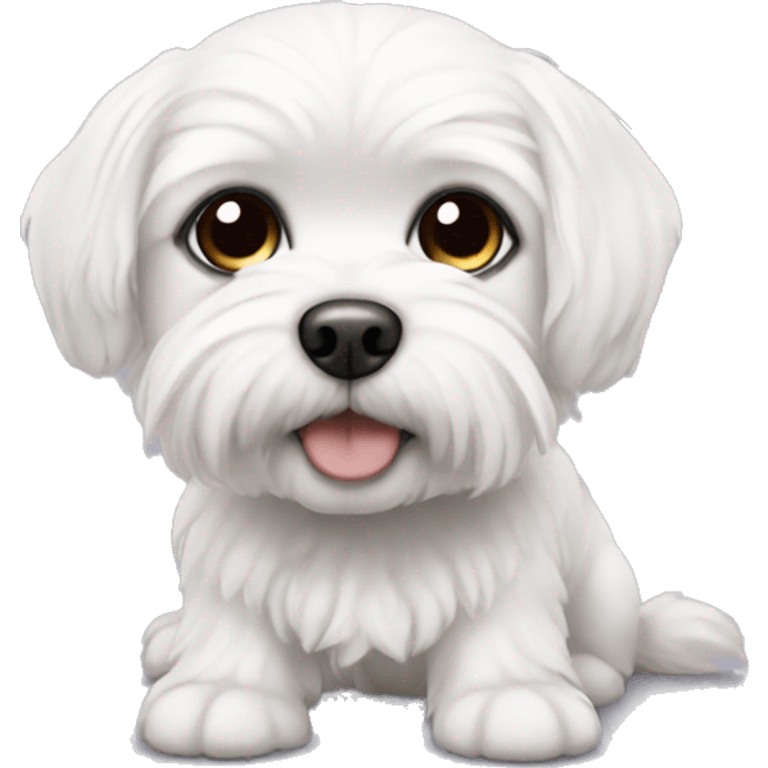 A cute Maltese with black eyes, short hair emoji