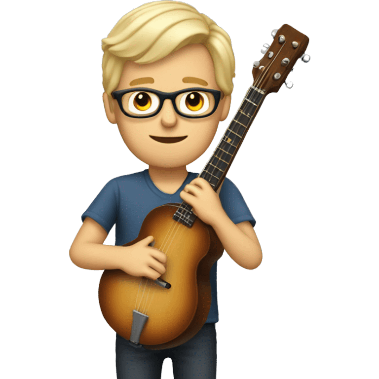 Male banjo player with blonde hair and glasses emoji