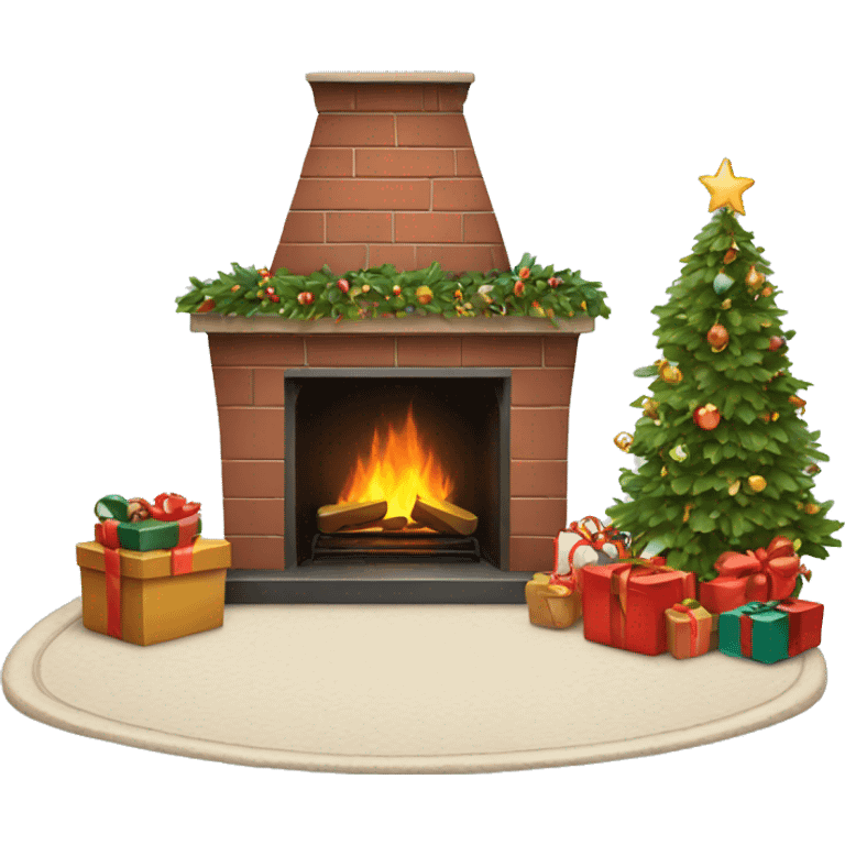 Fireplace with Christmas decoration  emoji