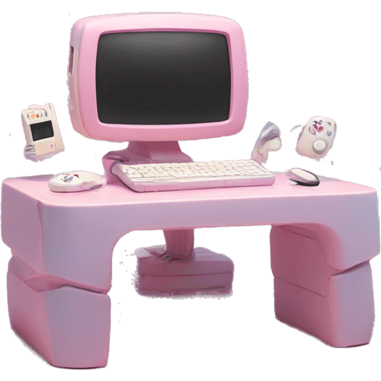 Aesthetic cute light gaming set up emoji