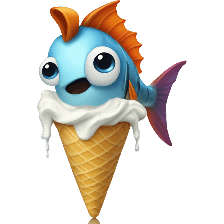 Fish holding ice cream  emoji