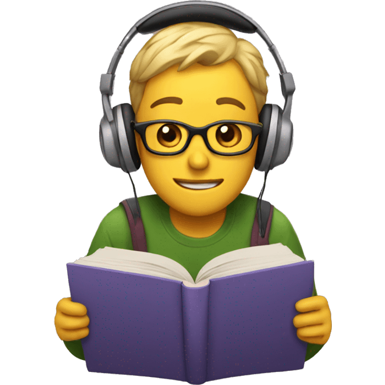 emoji listening to a book with headphones emoji