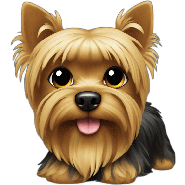 Yorkshire terrier full body with tail ears point down black emoji