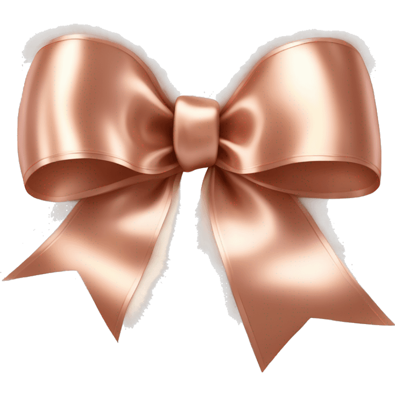 Realistic isolated rose gold shiny silk ribbon bow with edges of the bow lined with white fur. emoji