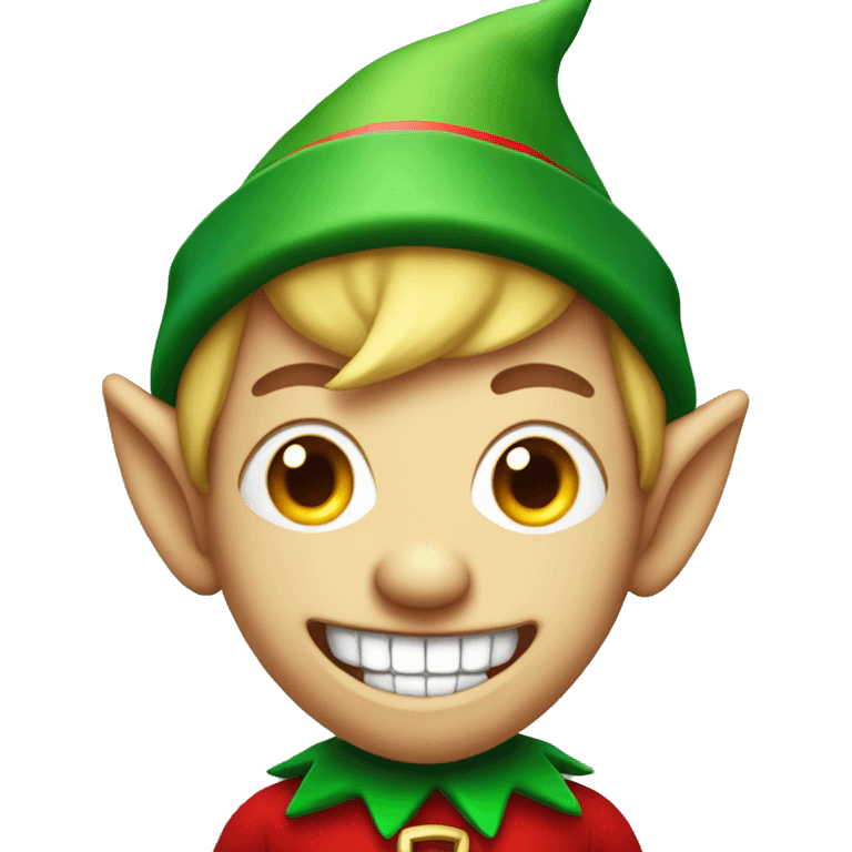 an evil christmas elf smiling with sharp teeth emoji