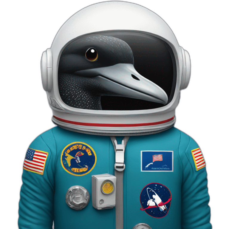 a minnesota loon with an astronaut uniform emoji