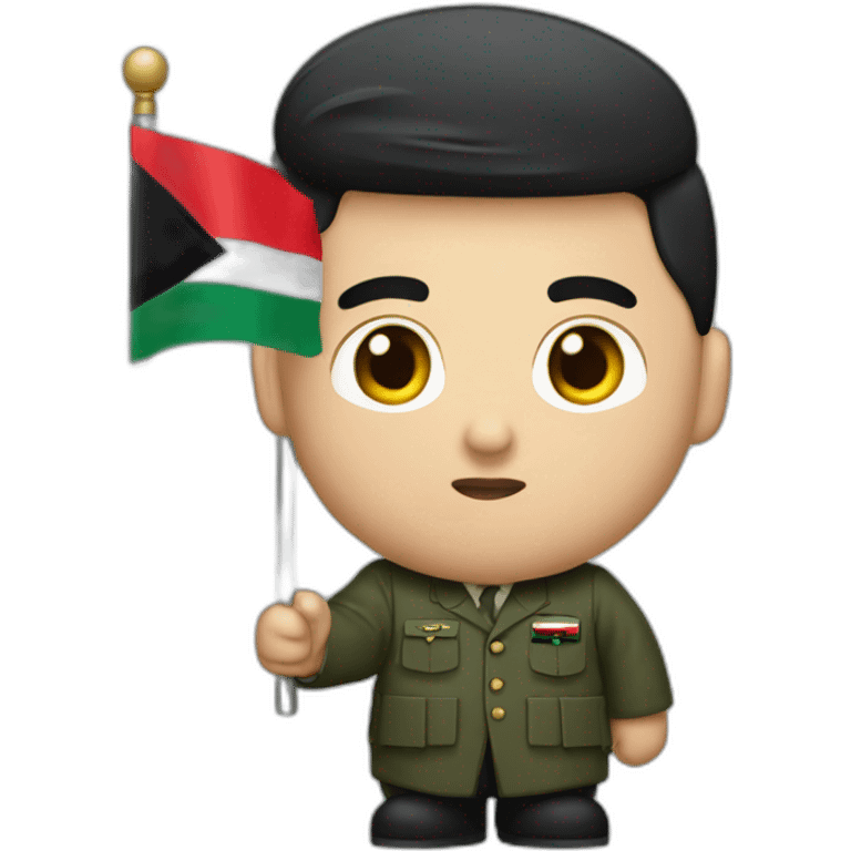 Kim Jung Un holding Palestinian flag emoji