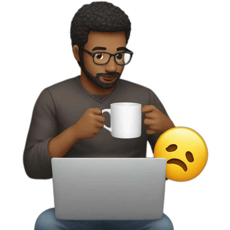 developer working with a coffee mug instead of a laptop emoji