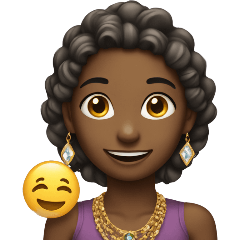 smiling girl with jewelry emoji