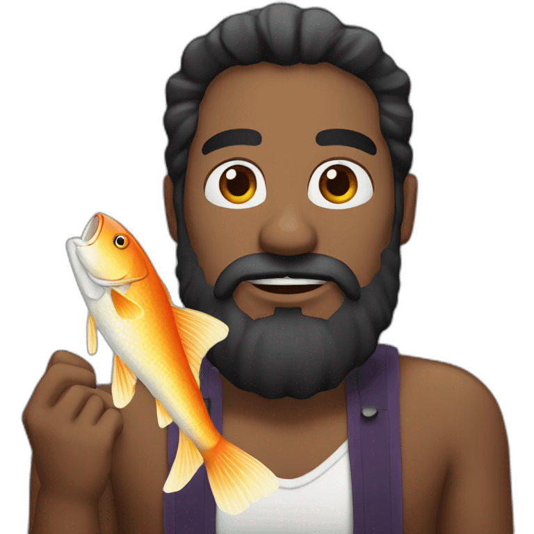 Guy black beard with fish emoji