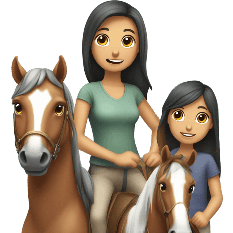 Mare con dos hijas Y arriba de ellas un corazón  emoji