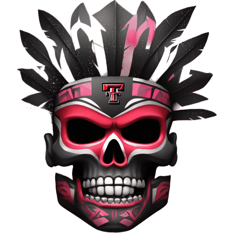  detailed tribal artwork background Texas tech logo multi dimensional red black warrior skull pink Mohawk  emoji