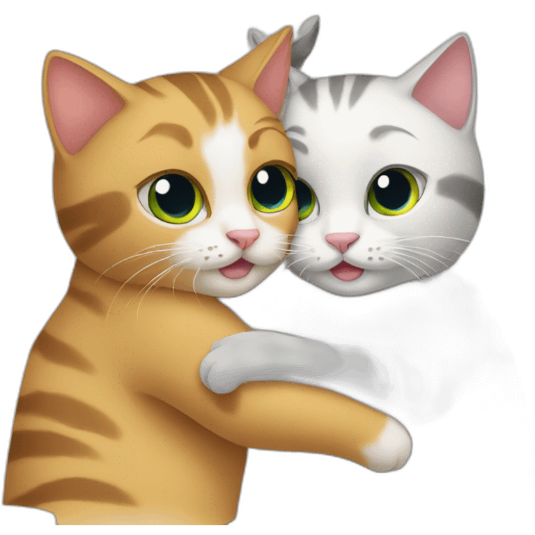 Two cats hugging each other  emoji