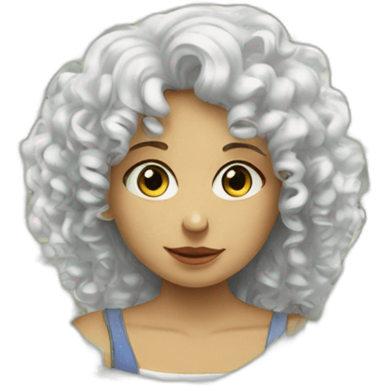 Curly European Girl and money emoji