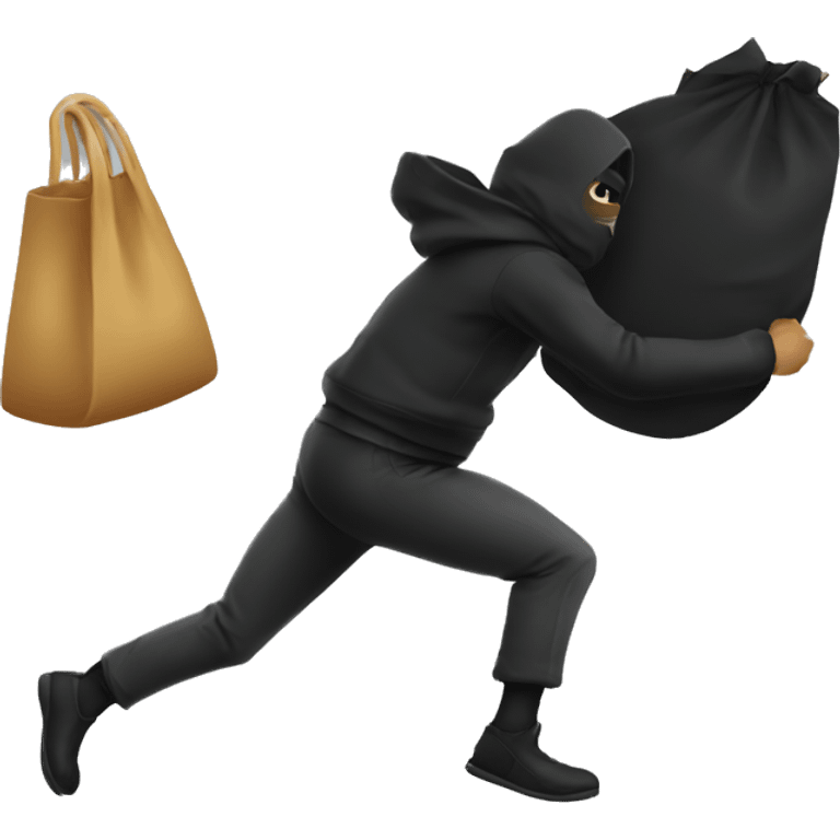 robber running to the left with a black bag emoji