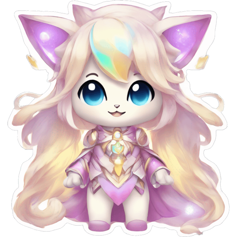 Cute Kawaii Chibi Anthro Sona Colorful Ethereal Pretty see Godly Celestial Shiny Fakemon Full Body emoji