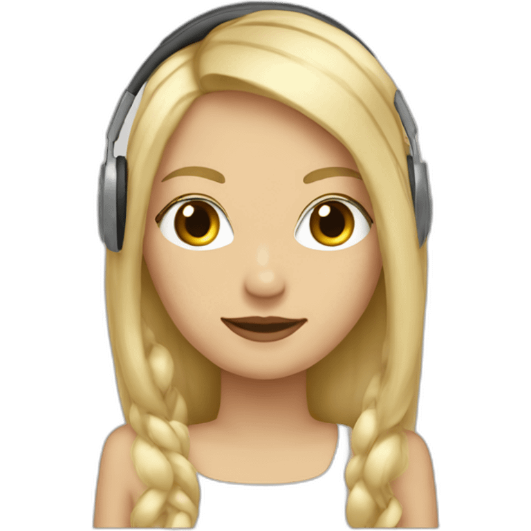 Femme cheveux longs et blonds, avec un casque musique beige emoji