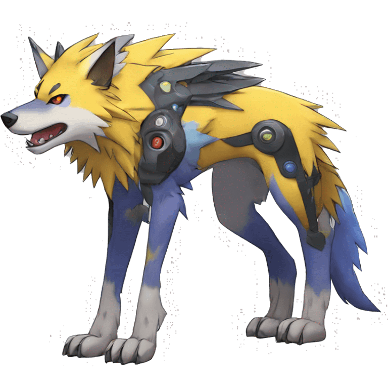  Shiny Edgy Colorful Digimon-Fakemon-Wolf with edgy markings full body emoji