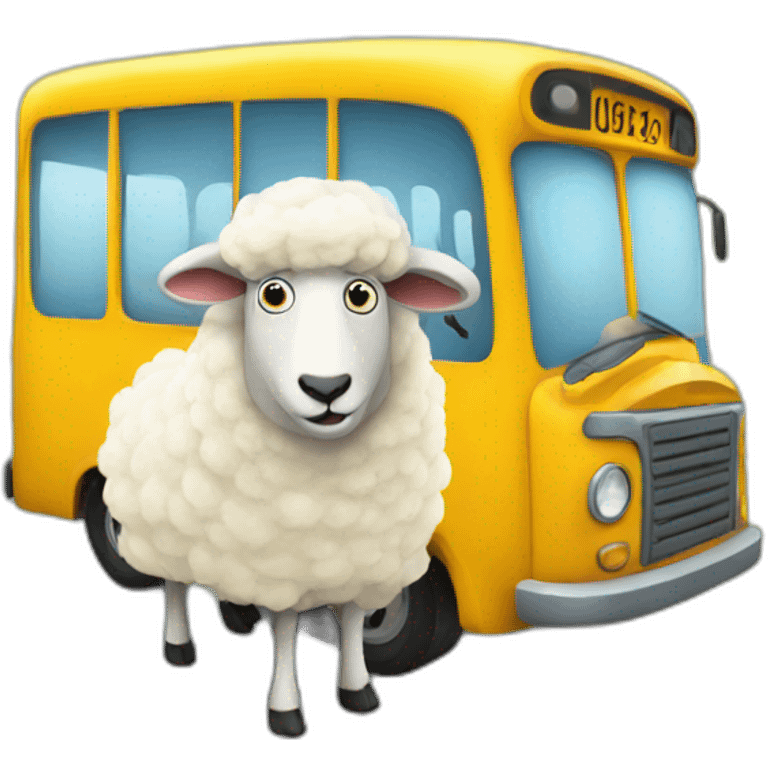 Sheep driving a bus emoji