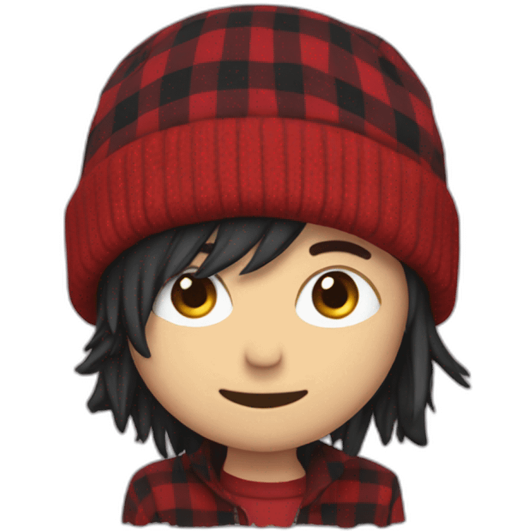 midwest emo listener with beanie and flannel emoji