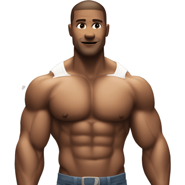 muscular guy in city sun emoji