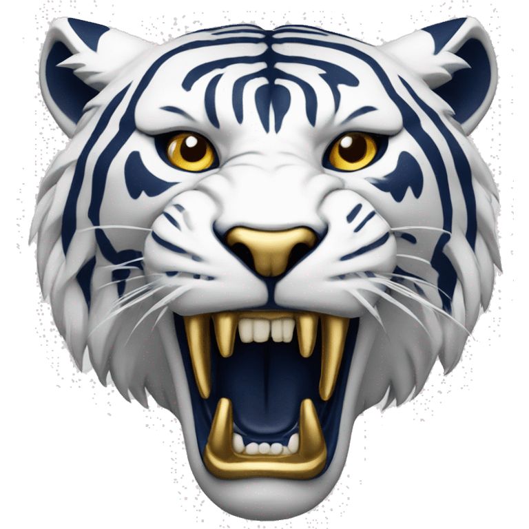 White Ferocious Sabre Tooth Tiger with Gold and Navy Blue Accents emoji