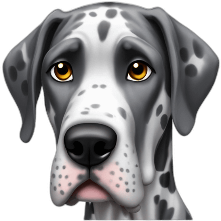 Great dane grey black spots floppy ears emoji