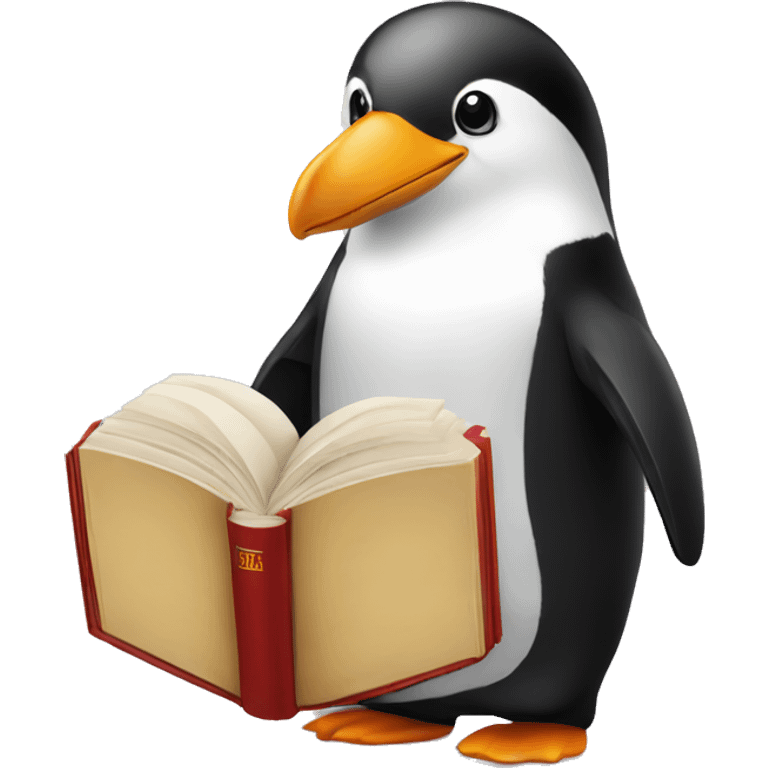 pinguino tux con libros emoji