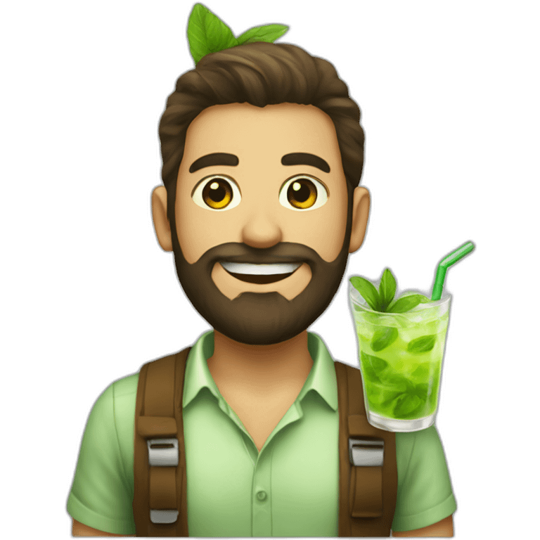 beard boy with mojito emoji