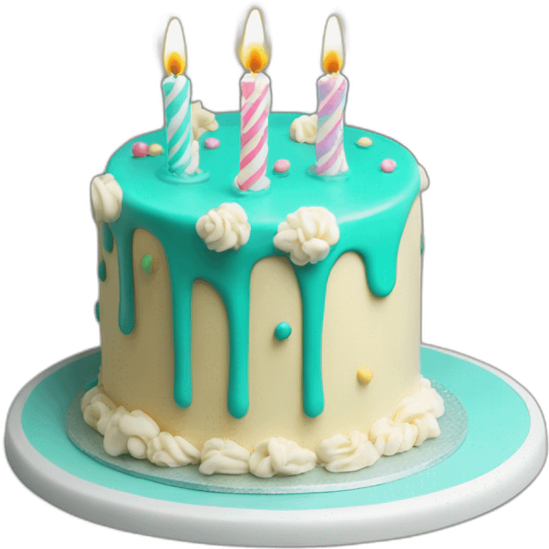 Birthday cake with word “Latona” in turquoise color emoji