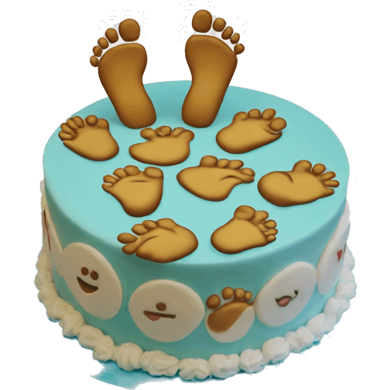 Smiling hands and feet cake emoji