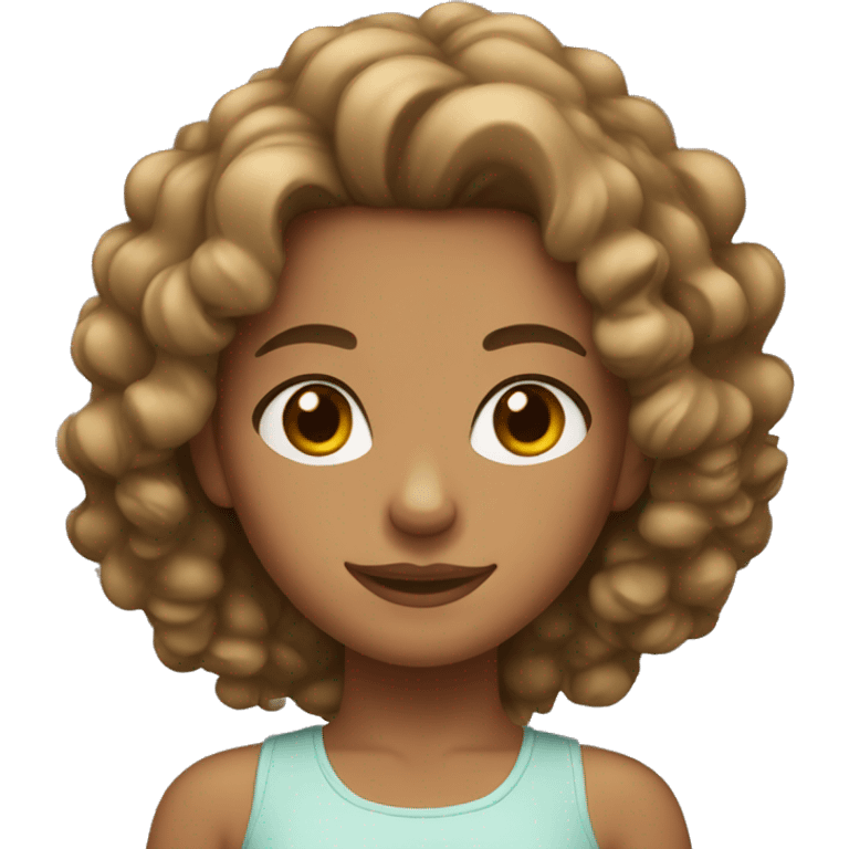 Girl with tan skin and curly hair emoji