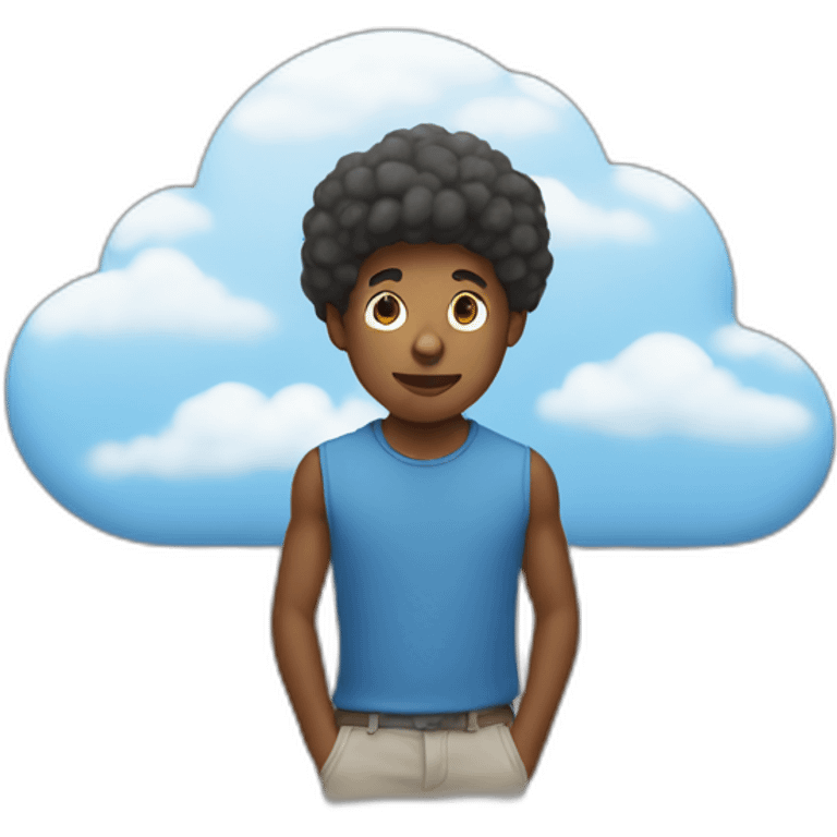 A young Man with a cloud in front of his face emoji