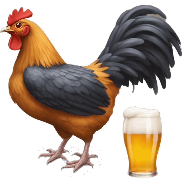 Une poule qui boit une bière emoji