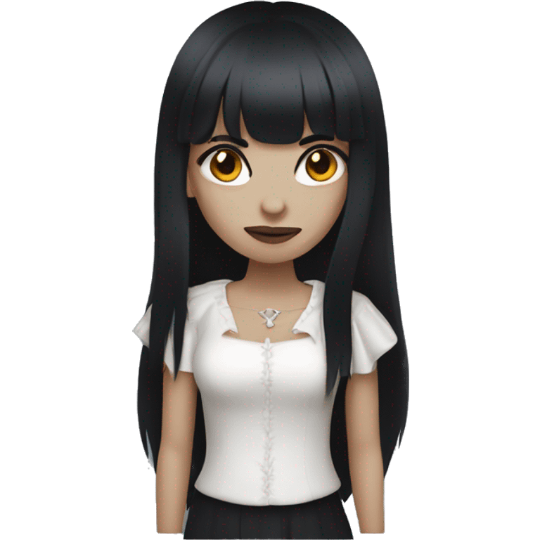 vampire girl with long black hair and bangs emoji