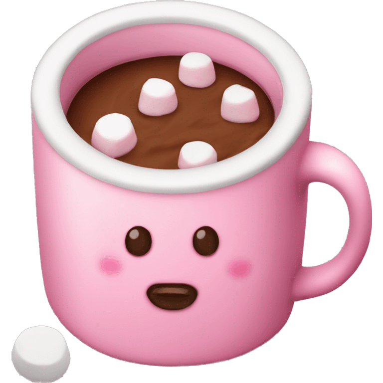 mug with cacao with marshmallow pink christmas mood emoji