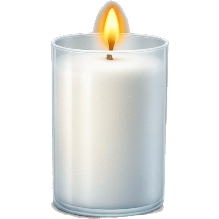 white candle burning in a glass container emoji