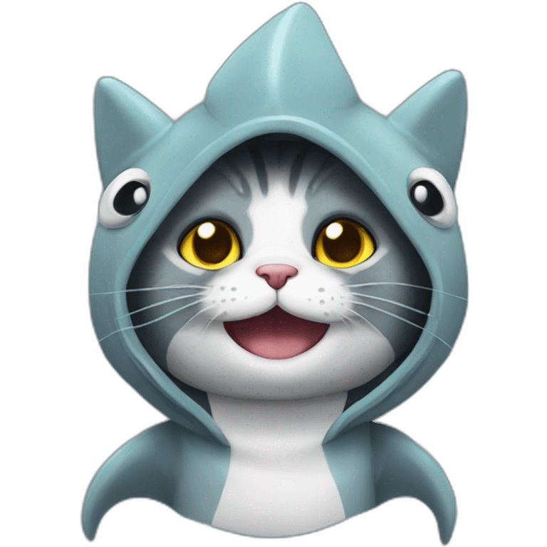 cat wearing shark costume emoji