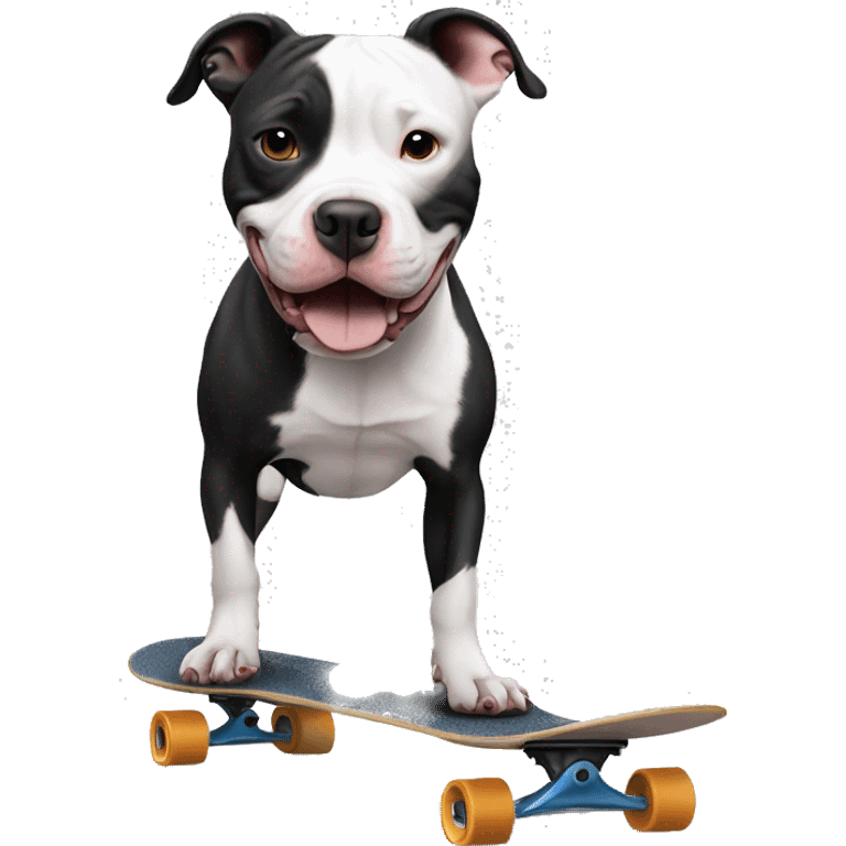 Black and white pitbull on a skateboard emoji