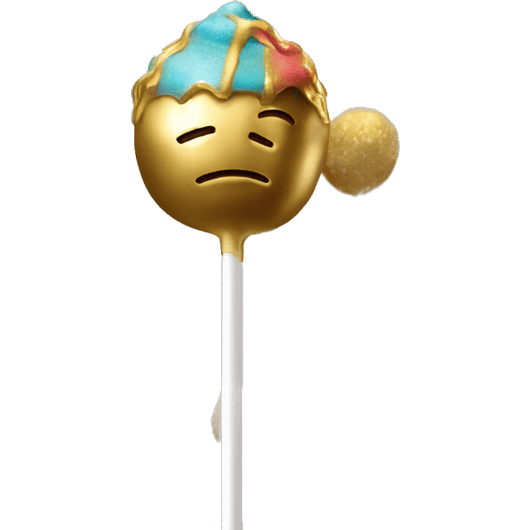 Realistic metallic gold and colorful cake pop emoji