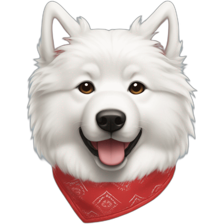 Samoyede wearing a red bandana around its neck emoji