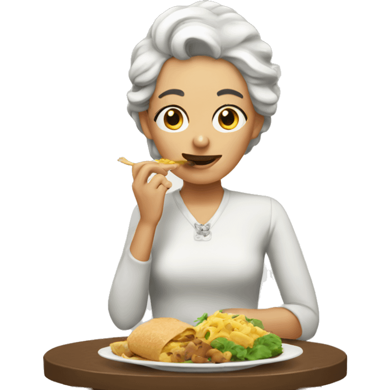 Lady eating emoji